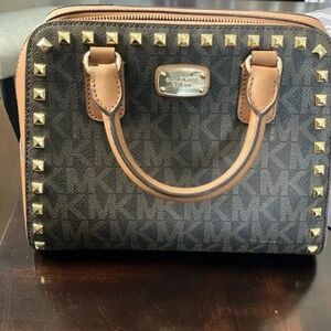 Michael Kors Signature Print Studded Satchel